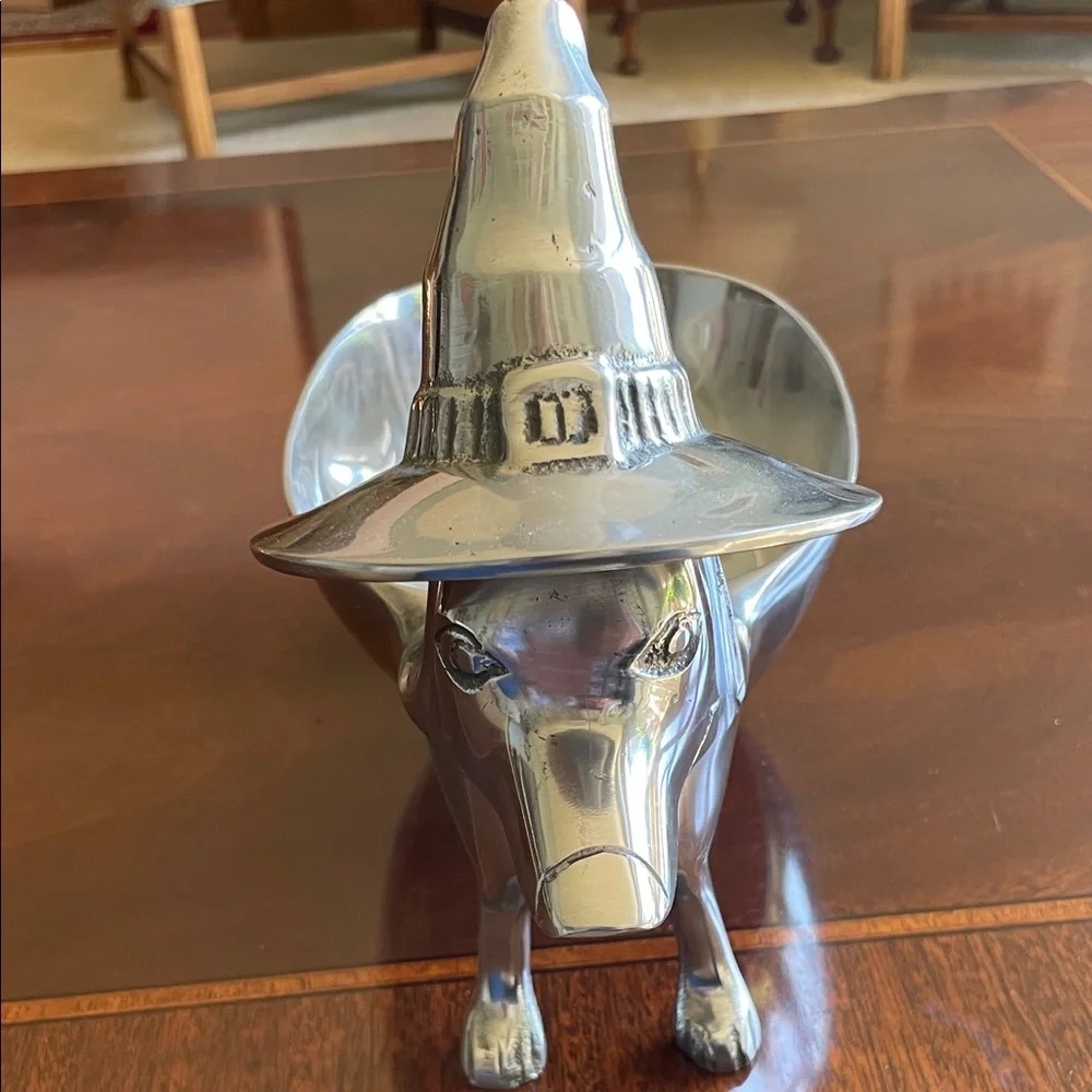 Dachshund oval  Serving Dish with Witch Hat